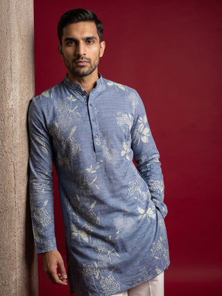 Cotton Blend Printed & Thread Work Kurta