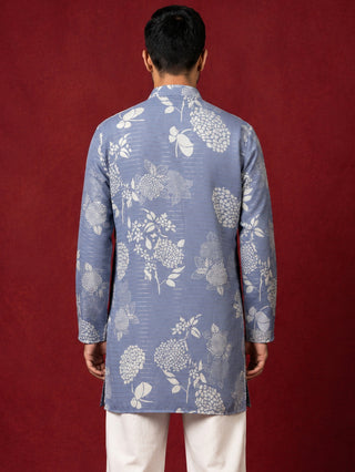 Cotton Blend Printed & Thread Work Kurta