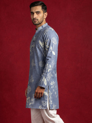 Cotton Blend Printed & Thread Work Kurta