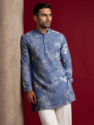 Cotton Blend Printed & Thread Work Kurta