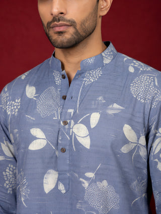 Cotton Blend Printed & Thread Work Kurta