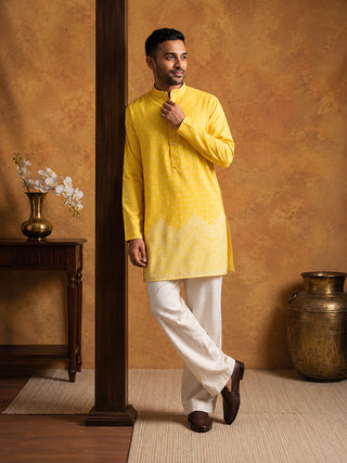 Printed Cotton Blend Kurta for Men