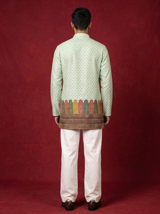 Cotton Blend Printed & Thread Work Kurta for Men