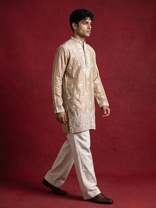 Silk Blend Embroidered Kurta for Men