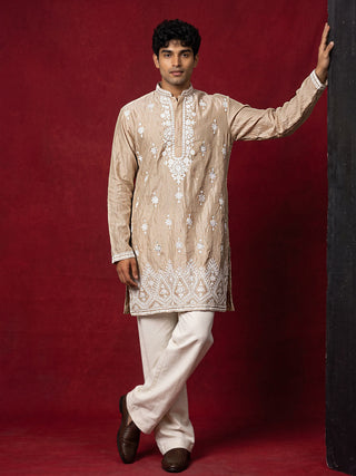 Silk Blend Embroidered Kurta for Men
