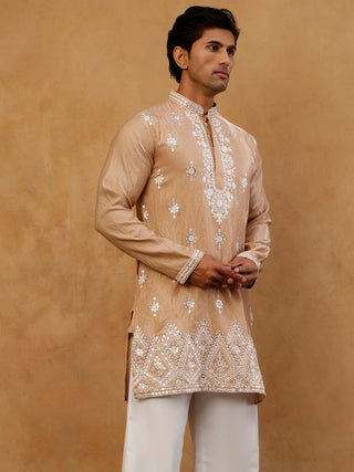 Silk Blend Embroidered Kurta for Men
