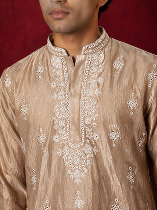 Silk Blend Embroidered Kurta for Men