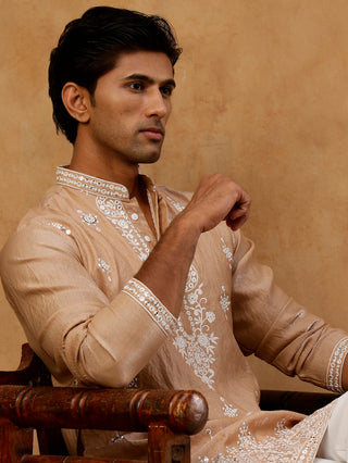 Silk Blend Embroidered Kurta for Men