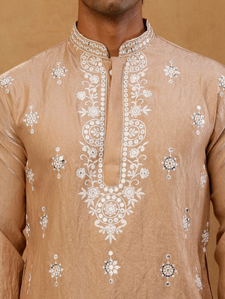 Silk Blend Embroidered Kurta for Men