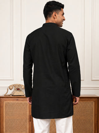 Silk Blend Embroidered Short Kurta
