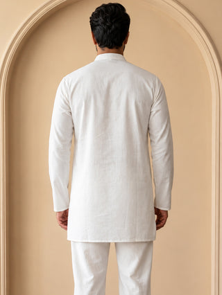 Silk Blend Embroidered Short Kurta