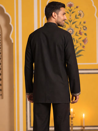 Silk Blend Embroidered Short Kurta
