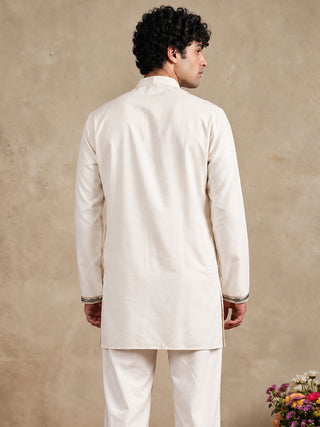 Silk Blend Embroidered Short Kurta