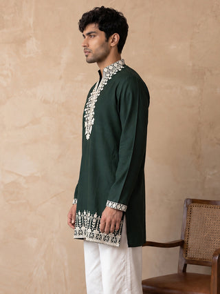 Cotton Designer Embroidered Short Kurta