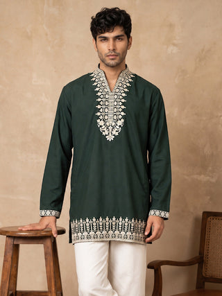 Cotton Designer Embroidered Short Kurta