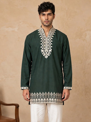 Cotton Designer Embroidered Short Kurta