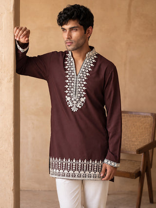 Cotton Designer Embroidered Short Kurta
