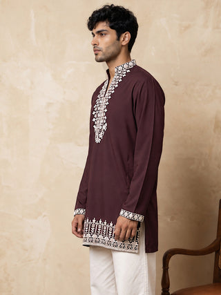 Cotton Designer Embroidered Short Kurta