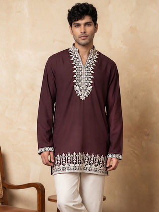 Cotton Designer Embroidered Short Kurta