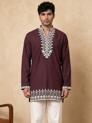 Cotton Designer Embroidered Short Kurta