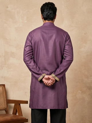 Silk Blend Floral Embroidered Short Kurta