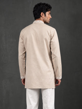 Cotton Geometric Embroidered Short Kurta