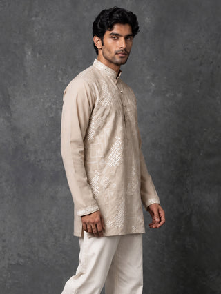 Cotton Geometric Embroidered Short Kurta