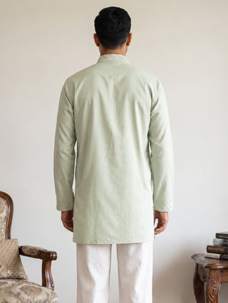 Cotton Geometric Embroidered Short Kurta