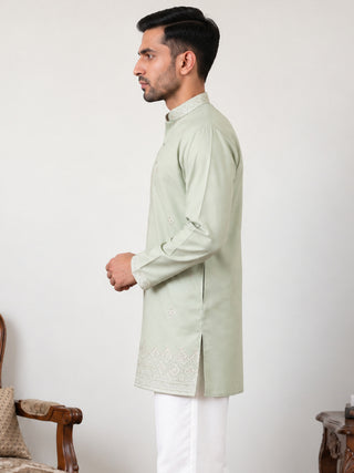 Cotton Geometric Embroidered Short Kurta