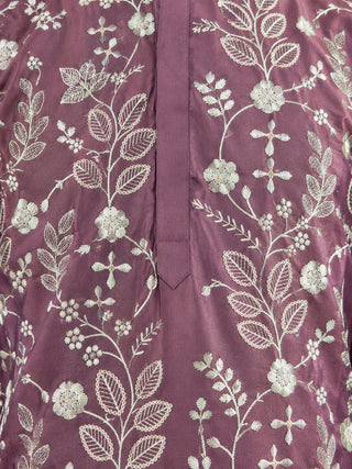 Floral Embroidered Silk Blend Short Kurta