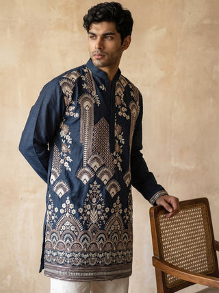 Cotton Blend Embroidered Short Kurta