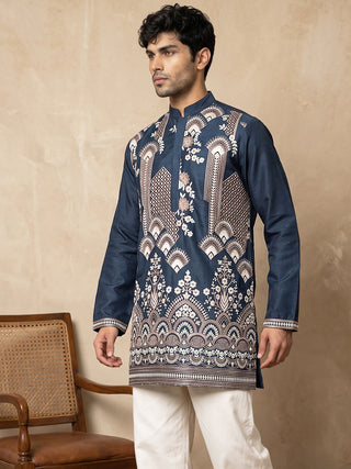 Cotton Blend Embroidered Short Kurta