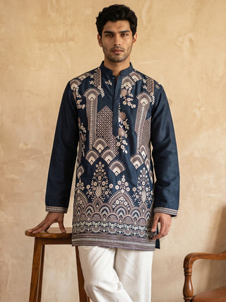 Cotton Blend Embroidered Short Kurta