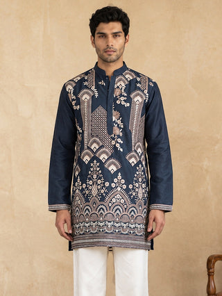Cotton Blend Embroidered Short Kurta