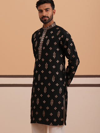 Silk Blend Embroidered Kurta