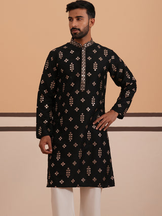 Silk Blend Embroidered Kurta