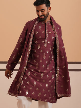Silk Blend Embroidered Kurta