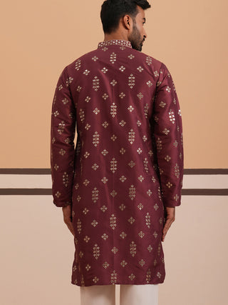Silk Blend Embroidered Kurta