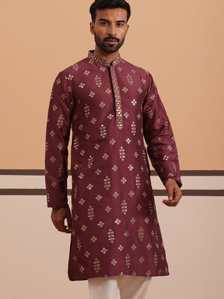 Silk Blend Embroidered Kurta