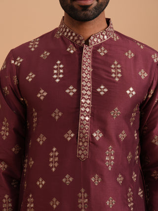Silk Blend Embroidered Kurta