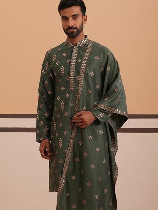 Silk Blend Embroidered Kurta