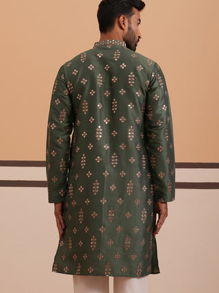 Silk Blend Embroidered Kurta