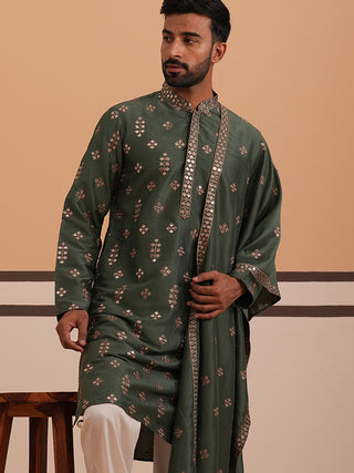 Silk Blend Embroidered Kurta