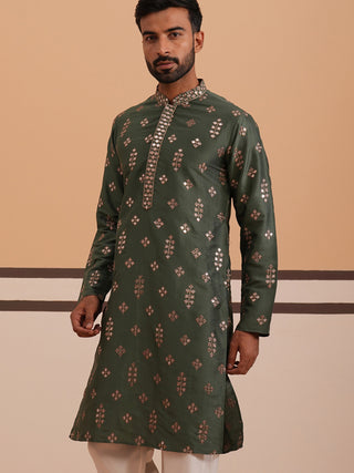 Silk Blend Embroidered Kurta