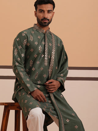 Silk Blend Embroidered Kurta