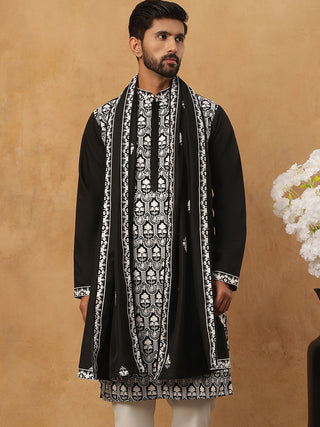 Silk Blend Embroidered Kurta & Dupatta