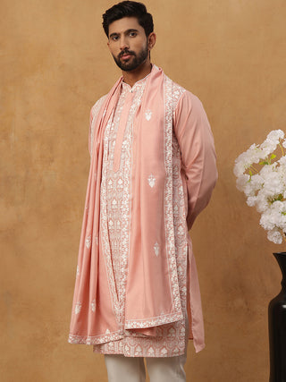 Silk Blend Embroidered Kurta & Dupatta