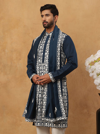 Silk Blend Embroidered Kurta & Dupatta