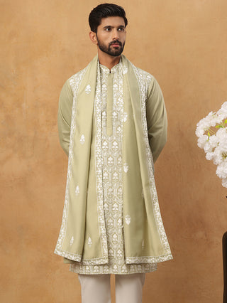 Silk Blend Embroidered Kurta & Dupatta