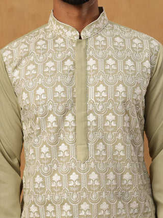 Silk Blend Embroidered Kurta & Dupatta